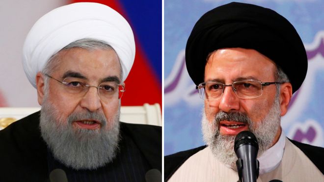 Hassan Rouhani (left) and Ebrahim Raisi