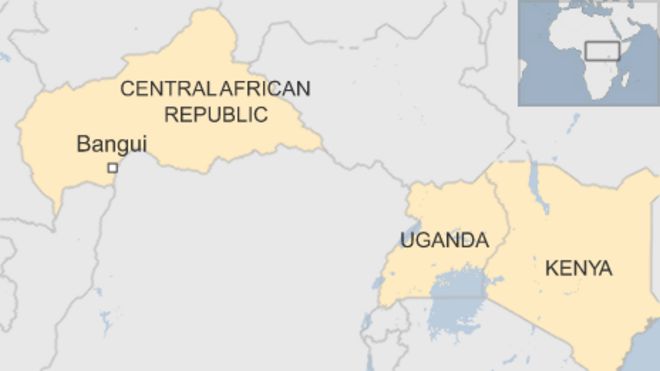 Карта автомобиля с Угандой и Кенией