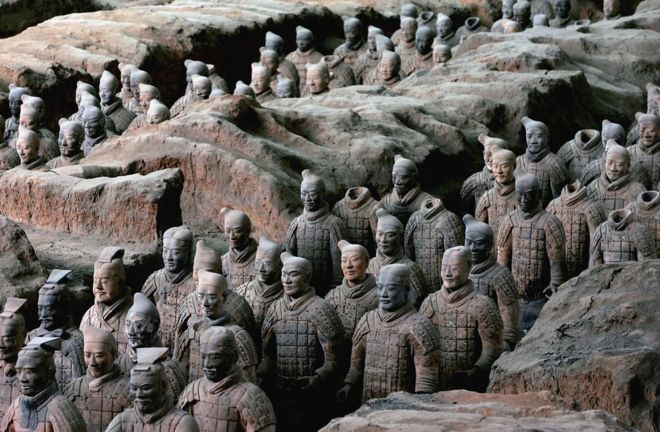 Foto mostra o Exército de Terracota, na China