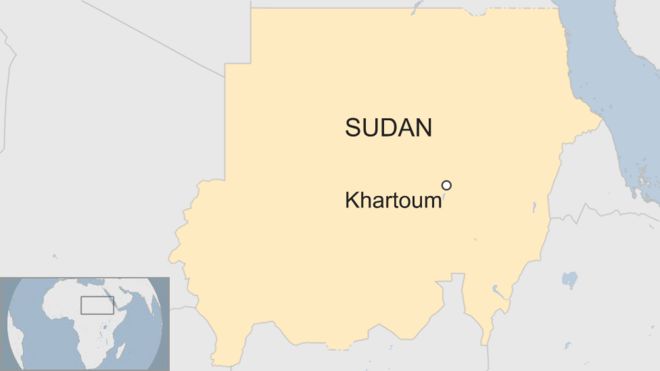 Карта с указанием местонахождения Хартума в Судане