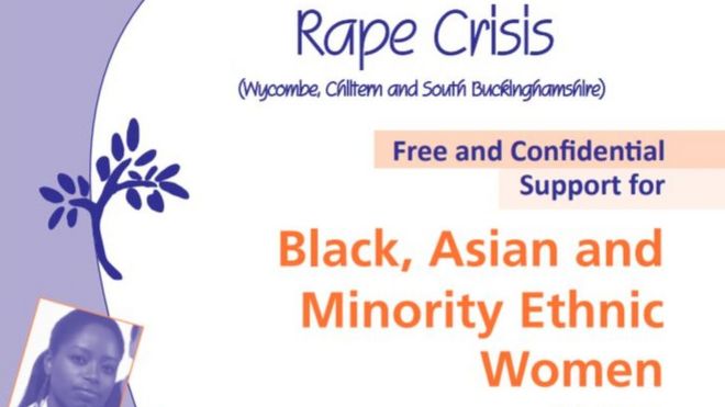 Кризисный плакат об изнасиловании об услугах для женщин из этнических меньшинств.