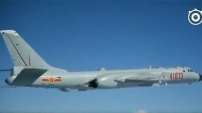 H-6K bomber flies over South China Sea