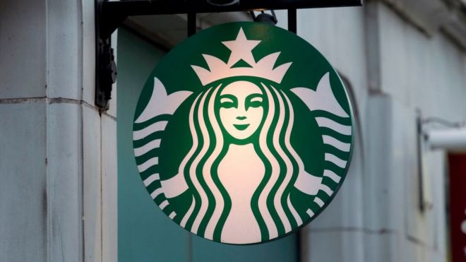 Logo de Starbucks en la calle.