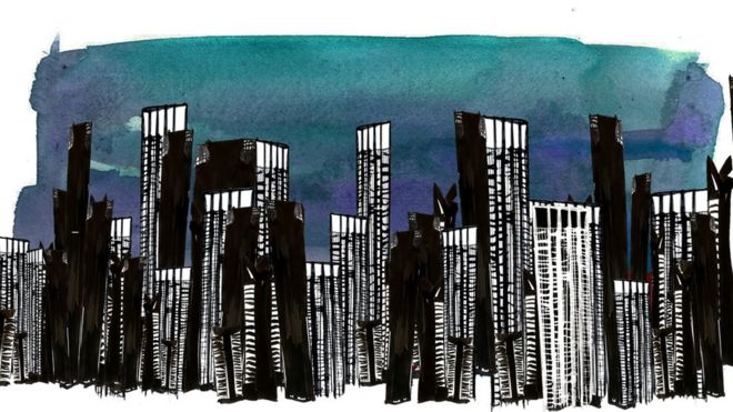 Иллюстрация, изображающая горизонт Сан-Паулу
