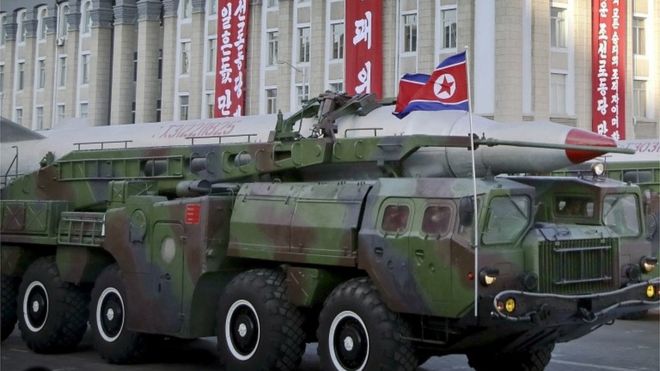 North Korea displays an intercontinental ballistic missile