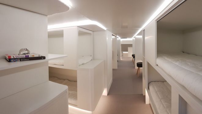 Изображение возможного спального модуля под полом, который Airbus изучает в будущем