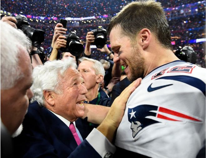 Mr Kraft with New England quarterback Tom Brady