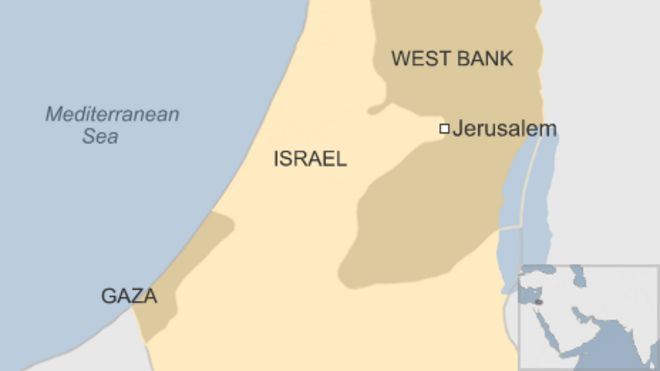 Карта Израиля, Газы и Западного берега