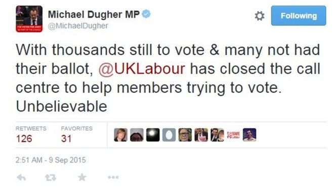 Твиттер Майкла Дугера: «Тысячам еще предстоит проголосовать» у многих не было своего голосования, @UKLabour закрыл колл-центр, чтобы помочь участникам, пытающимся голосовать. Невероятно