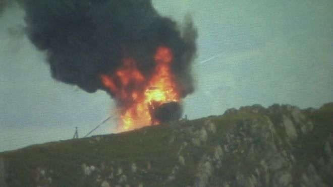 Helicopter on fire in Snowdonia