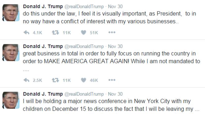 Твиттер Трампа о его бизнесе заинтересовал в ноябре