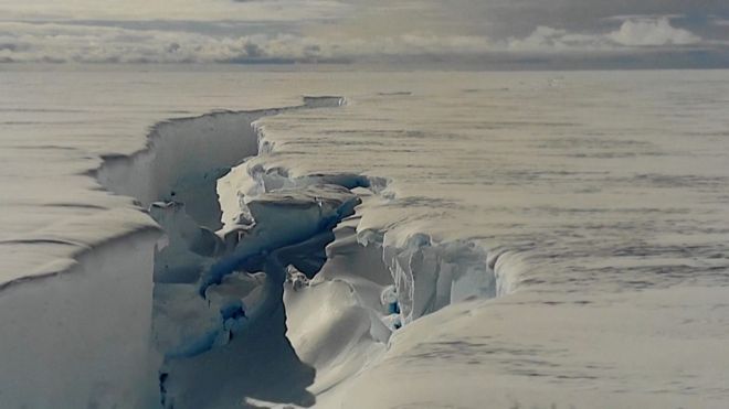 ساینسپوهانو د جنوبي قطب په برنټ کې د یوې کنګلي کندې ماتېدل تایید کړي.