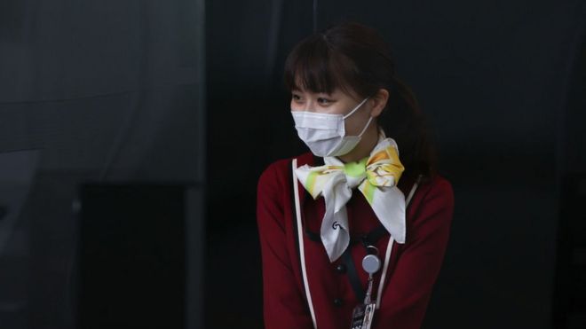 Mujer Japonesa con tapabocas