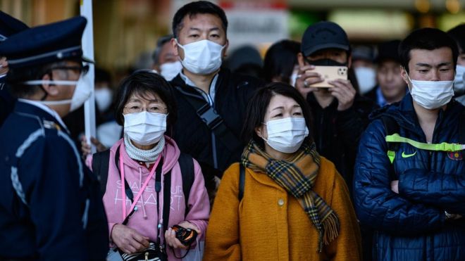 Люди в Токио в масках