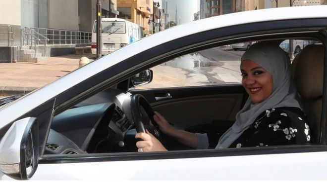 A woman in Saudi Arabia driving