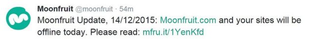 Твит с Moonfruit: сегодня ваши сайты будут недоступны