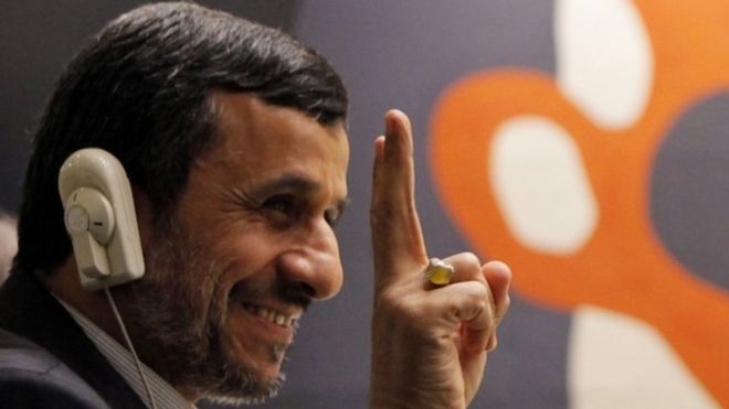 Президент Ирана Махмуд Ахмадинежад в штаб-квартире Организации Объединенных Наций в Нью-Йорке (24 сентября 2012 года)