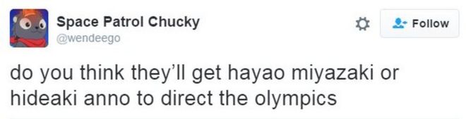@wendeego твиты: "Как вы думаете, они получат Хаяо Миядзаки или Хидаки Анно для руководства олимпиадами?"