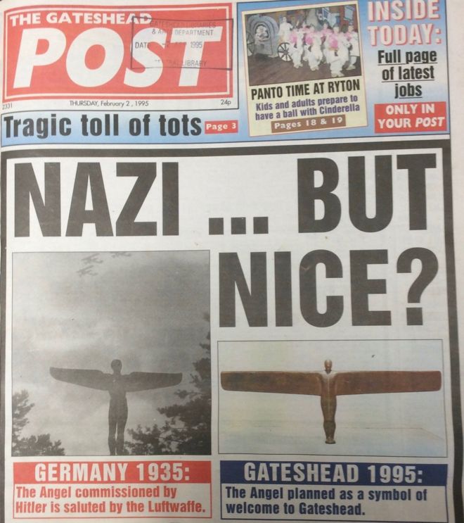 Передняя обложка Gateshead Post с изображением нацистов ....но хорошо? заголовок