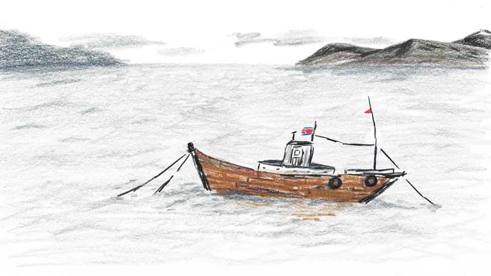 Рисунок рыбацкой лодки в море