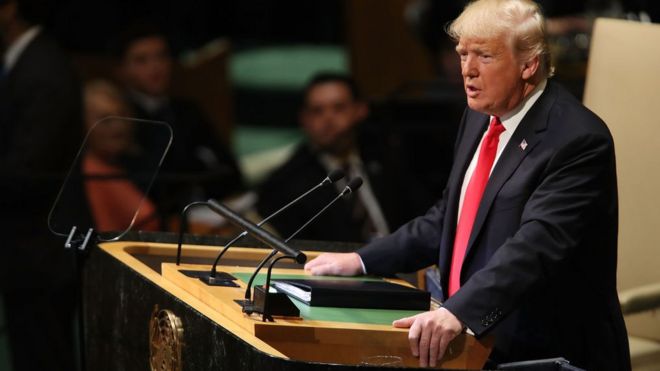 ஐ.நா. பொதுச் சபையில் பேசிய அமெரிக்க அதிபர் டொனால்டு டிரம்ப்.