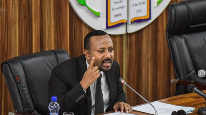 Le premier ministre Abiy Ahmed lors d'une adresse au parlement éthiopien