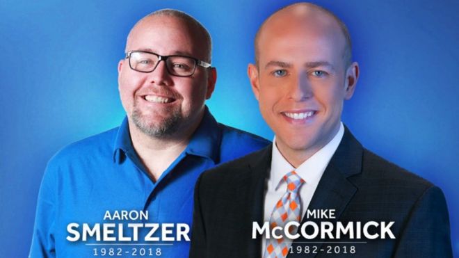 A tribute image of Aaron Smeltzer, left, and Mike McCormick, right, tweeted by WYFF4