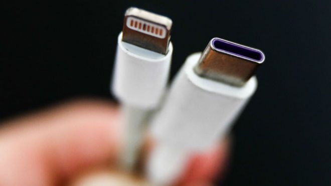 Un cable Lightning y uno USB tipo C