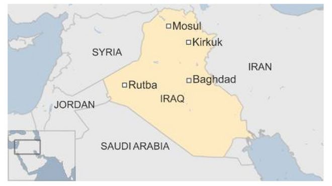 Карта Би-би-си, показывающая Рутбу в Ираке