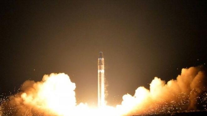The test of North Korea's Hwasong-15' intercontinental ballistic rocket. File photo
