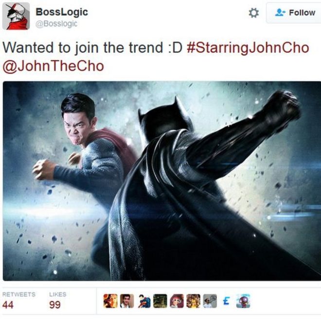 Киноплакат с Джоном Чо в роли Супермена