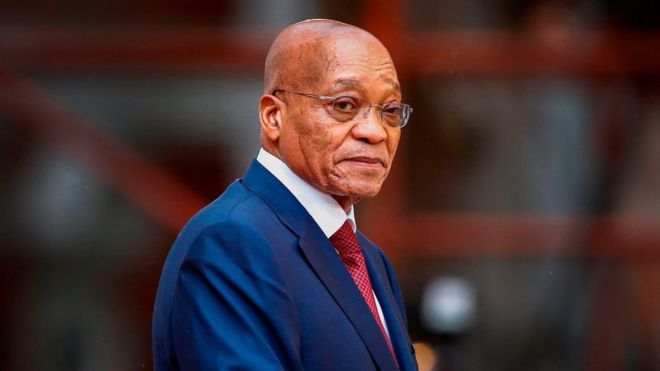 South African president, Jacob Zuma, arrives for the formal opening of parliament in Cape Town in 2015