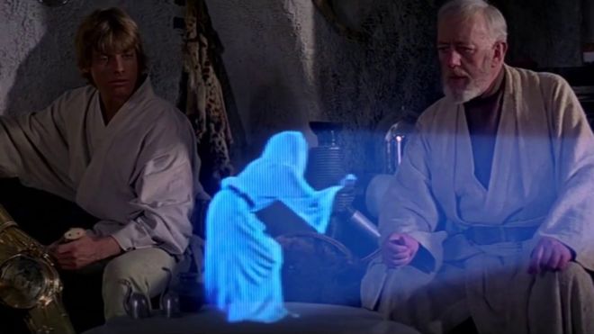 Hologram of Princess Leia in Star Wars Episode IV