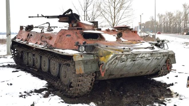 Russian military vehicle on the outskirts of Kharkiv, 26 February