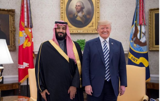 Наследный принц Саудовской Аравии Мухаммед бен Салман и президент Трамп