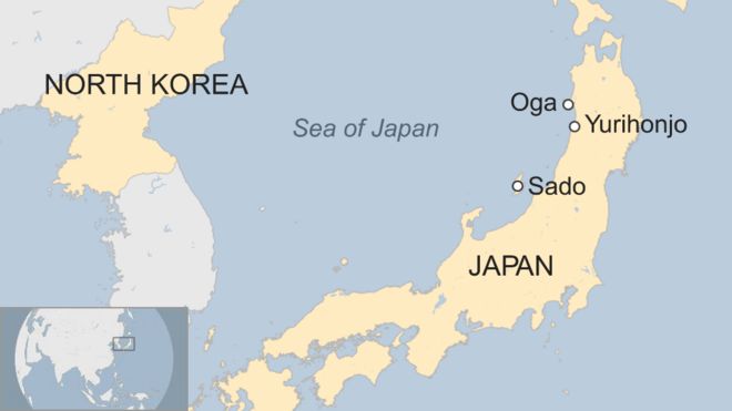 Карта Юрихондзё, Оги и Садо в Японии