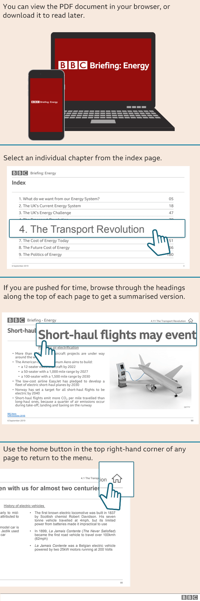 Инструкции по навигации в PDF-документе BBC Briefing