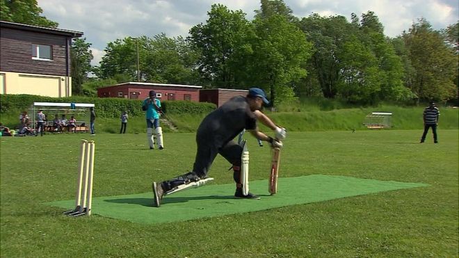 Cricketer playing at Bautzen