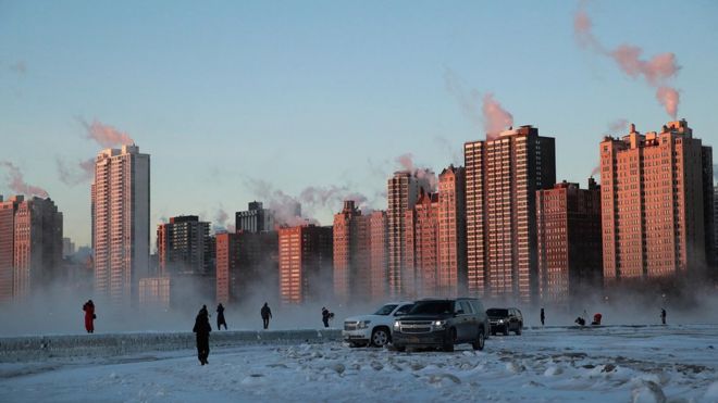 Vista de Chicago no frio