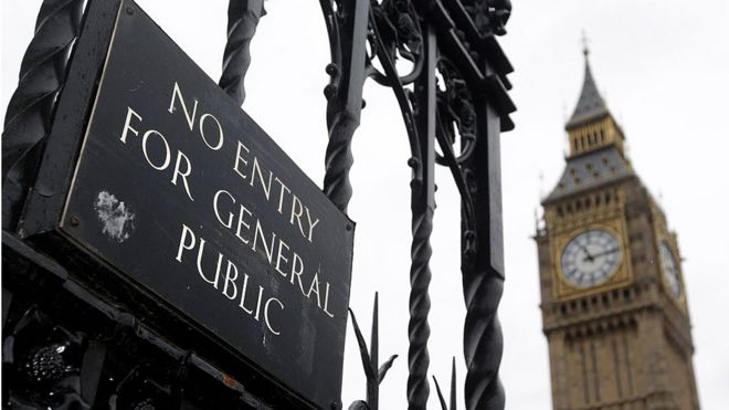 Big Ben and a no entry sign