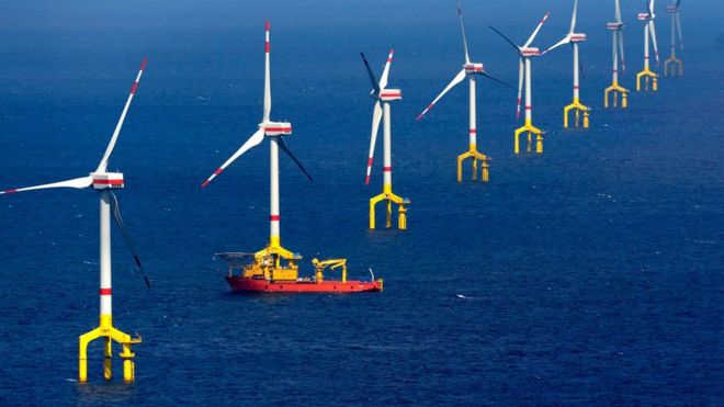 Almanya'da Kuzey Denizi'ndeki rüzgar türbinleri