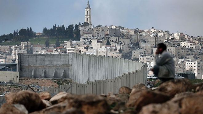 Frontera entre los territorios palestinos e Israel.