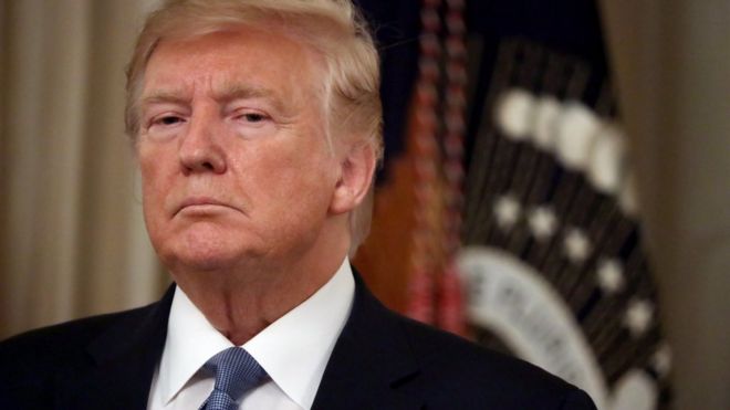 US President Donald Trump at a ceremony at the White House on 30 October