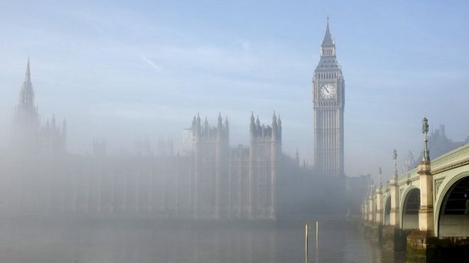 Parliament and fog