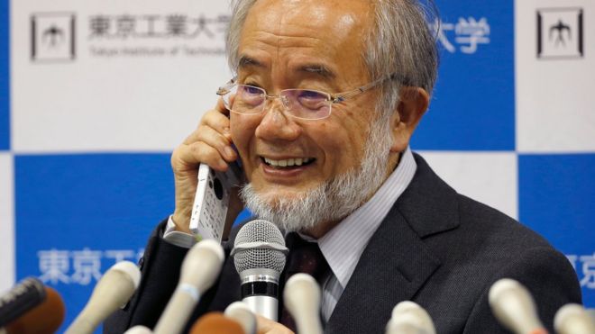 Yoshinori Ohsumi ganó en 2016 el premio Nobel por su investigación sobre la autofagia. Yoshinori Ohsumi ganó en 2016 el premio Nobel por su investigación sobre la autofagia.