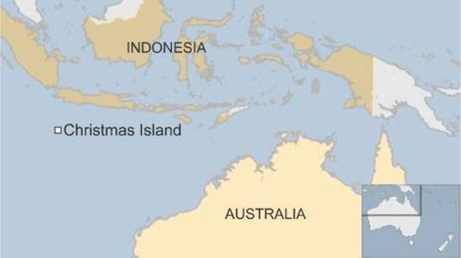 Карта Австралии и Индонезии с выделением острова Рождества - ноябрь 2015 года