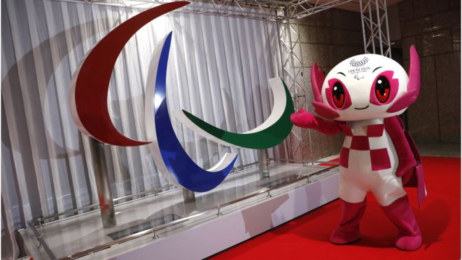 The Paralympic mascot Someity and the Agitos symbol