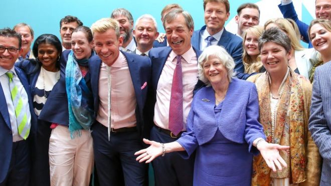 Депутаты Европарламента от партии Brexit после выборов в Европарламент Великобритании