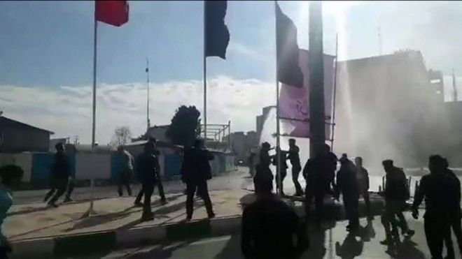 Social media image of protest in Kermanshah