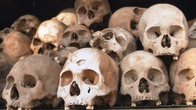 Skulls piled up near Phnom Penh